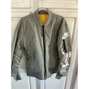 Nike Air Force 1 Reversible Bomber Jacket Sz S Dark Stucco Vivid Sulpher